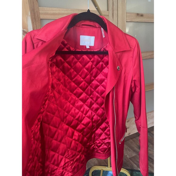 Laundry by Shelli Segal Women's Red Biker Moto Jacket Women Size XS Front Zip - Picture 6 of 7
